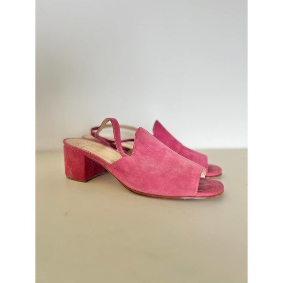 🚫SOLD🚫 No 6 Store Pink Suede Layla Slingback Sandals Low Heel W9 - Picture 1 of 4